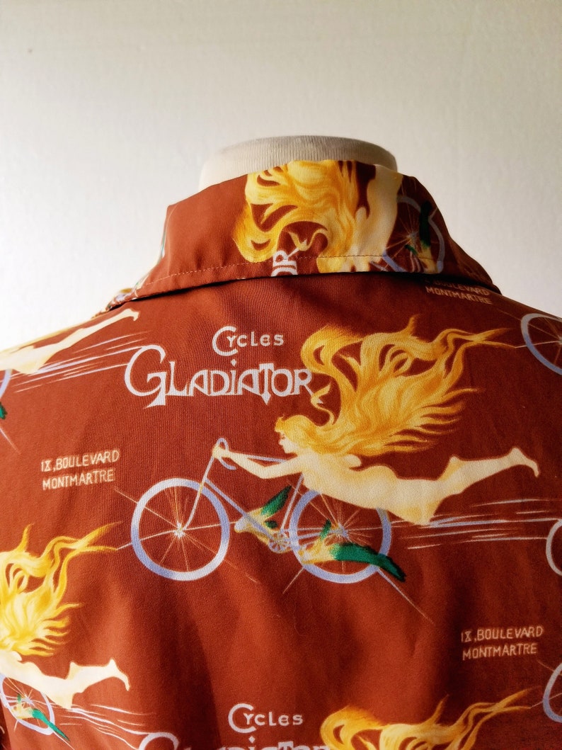 70s Disco Shirt Cycles Gladiator Novelty Print Shirt S M image 3