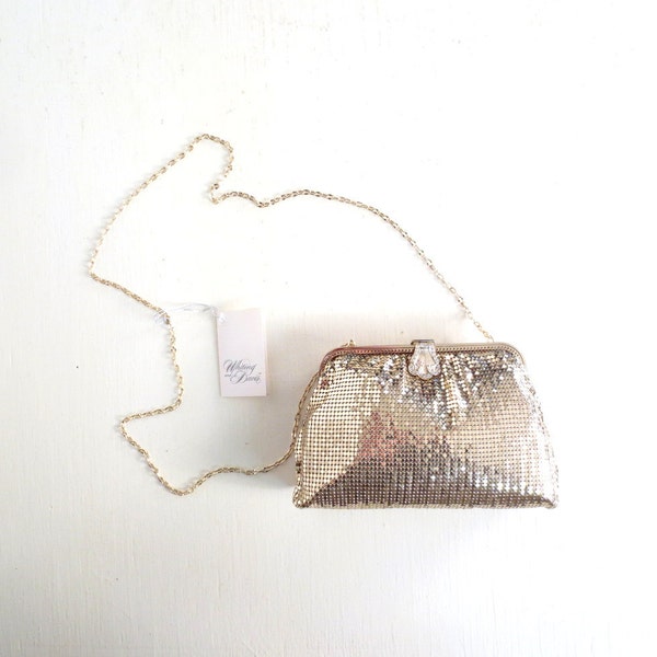 Whiting and Davis Mesh Bag / Gold Mesh Purse / Deadstock 80s Purse