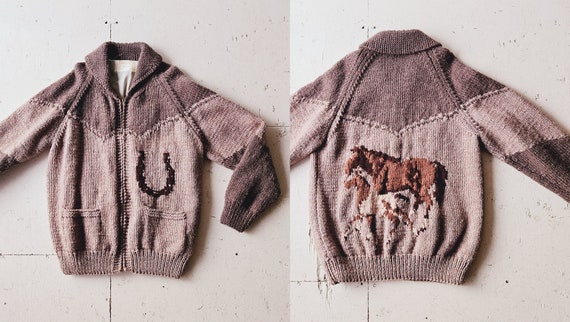 Vintage Horse Sweater | 1950s Cardigan | Cowichan… - image 1