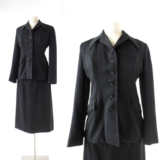 Vintage 40s Suit | Gabardine Suit | 1940s Skirt Su