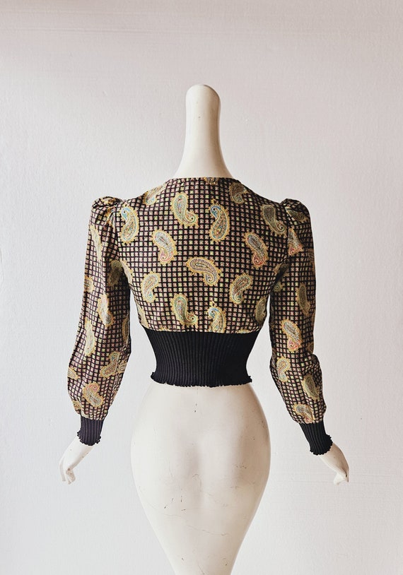 70s Crop Top | Little Darling | Tie Waist Blouse … - image 4