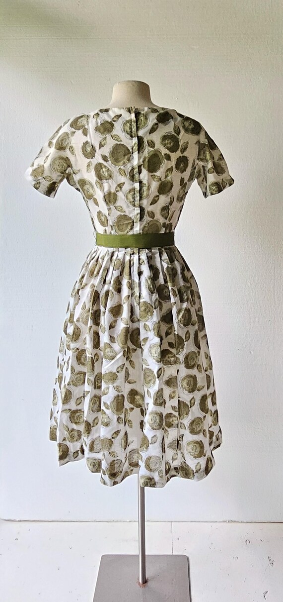 50s Floral Dress | Olive Rose Dress | 1950s Dress… - image 5