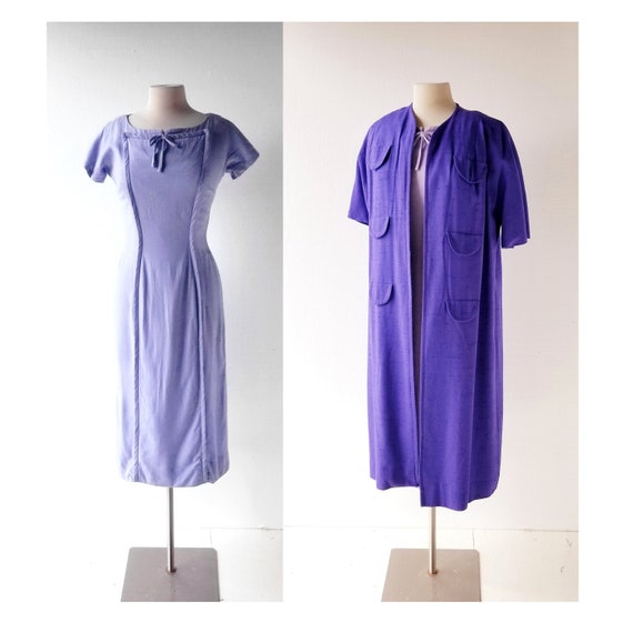 50s Dress and Coat | Periwinkle Dress | Linen Dres