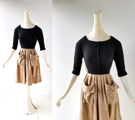 Vintage 50s Dress | Two Tone Dress | Gigi Young |