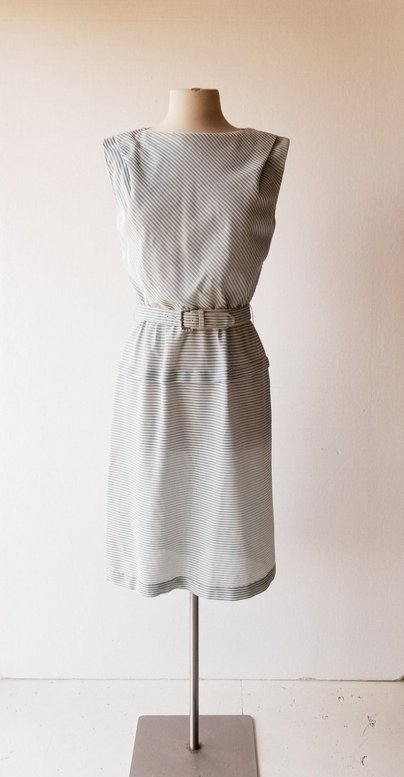Vintage 50s Dress | Sail Away | Blue Striped Dres… - image 4