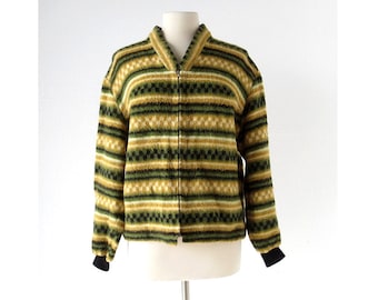Vintage Norwegian Sweater | Zip Up Cardigan | 1960s Sweater | M L