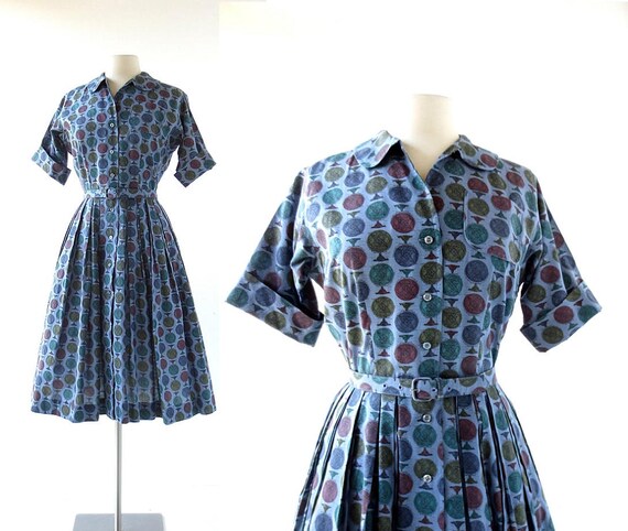 1950s Novelty Print Dress | Gyroscope | 50s Dress