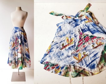 50s Circle Skirt | Acapulco | Hand Painted Skirt | 26"-27" Waist