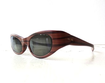 Vintage 1960s Sunglasses | Victory Sunglasses | Faux Bois | Wrap Around Sunglasses