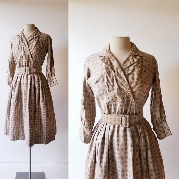 1950s Cotton Dress | Secrétaire en Chef | 50s Dress | XXS