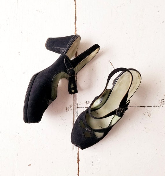 Vintage 40s Heels | Peeptoe Heels | 1940s Shoes |