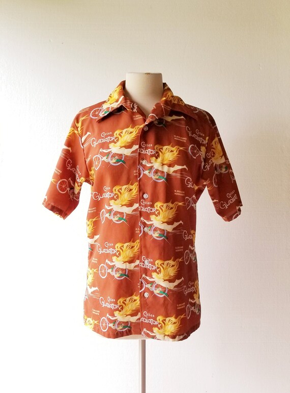 70s Disco Shirt | Cycles Gladiator | Novelty Print