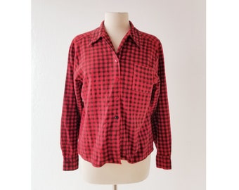 1950s Flannel Shirt | Red Flannel Shirt | Plaid Flannel Shirt | Medium M