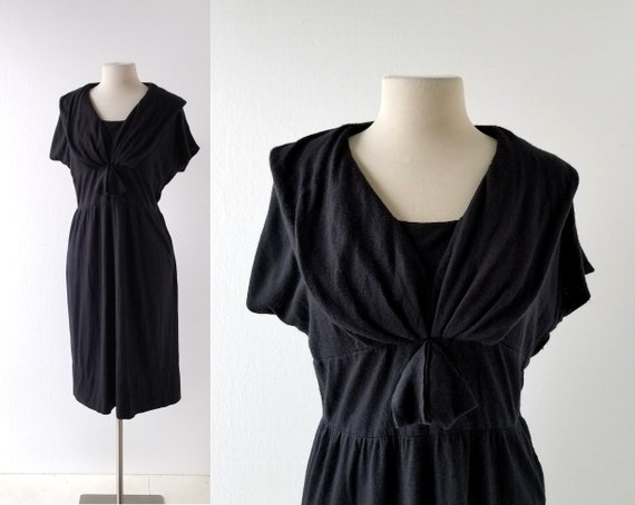 Black 50s Dress | Black Jersey Dress | 1950s Dress