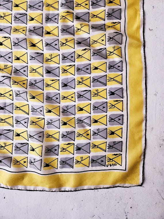 Vera Silk Scarf | Tipi Print | 1940s Silk Scarf - image 3