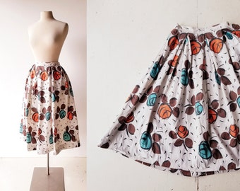 1950s Full Skirt | Rose Skirt | 50s Skirt | 28" Waist