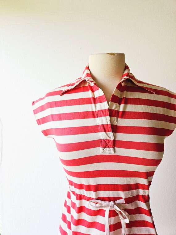 Vintage 60s Top | Red Stripe Shirt | 1960s Top | … - image 3