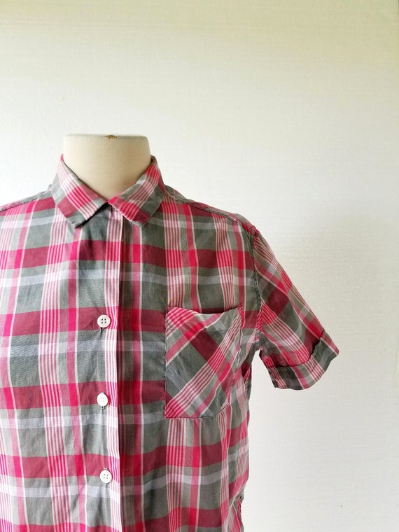 Vintage 1950s Blouse | Plaid Shirt | 50s Blouse |… - image 2
