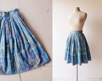 Vintage 50s Skirt | Corfu | 1950s Full Skirt | 25" Waist