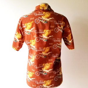 70s Disco Shirt Cycles Gladiator Novelty Print Shirt S M image 4