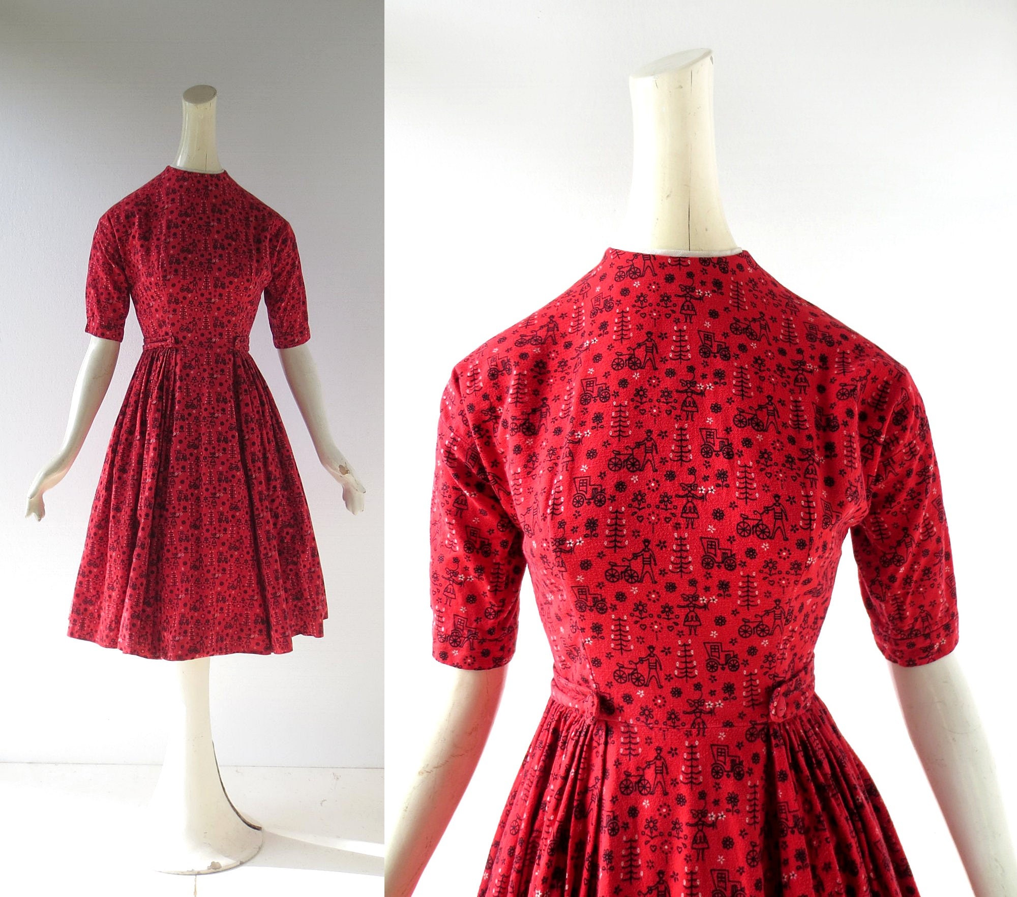 1950s Novelty Dress Landvolk Lanz Dress XS Etsy