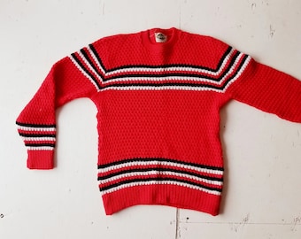 Vintage 50s Sweater | Striped Sweater | 1950s Sweater | M L