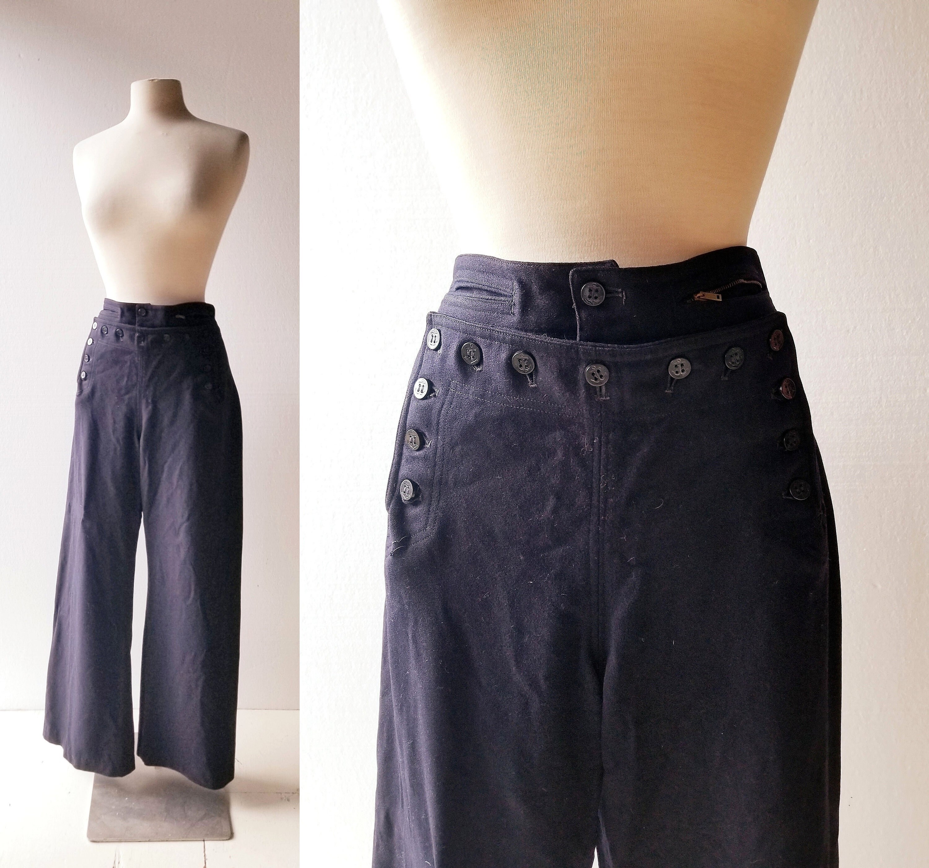 Vintage Sailor Pants | 40s Wool Pants | US Navy Pants | 35