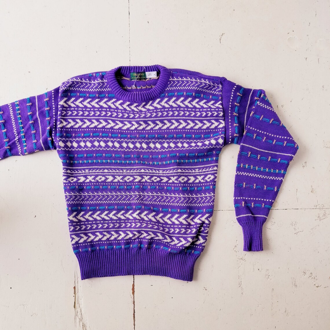 80s Cotton Sweater Colours by Alexander Julian Deadstock Etsy