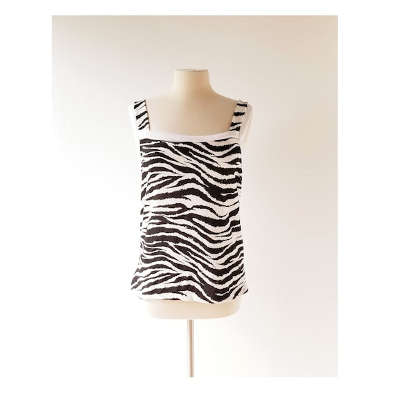 Zebra Print Top | 1980s Tank Top | Punk Top | Medi