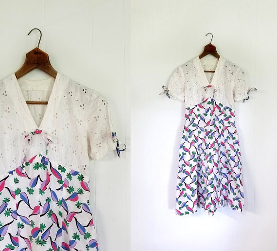 Vintage 1940s Dress | Radish Print Dress | 40s Dre