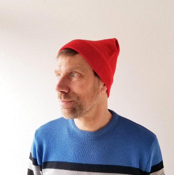 Red Wool Hat 1950s Hat Smiley Hat 
