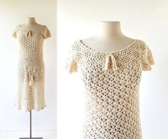 1930s Crochet Dress | Two Piece Dress | 30s Skirt