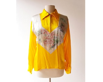 Japan Souvenir Shirt | 1940s Shirt | Satin Shirt | M L