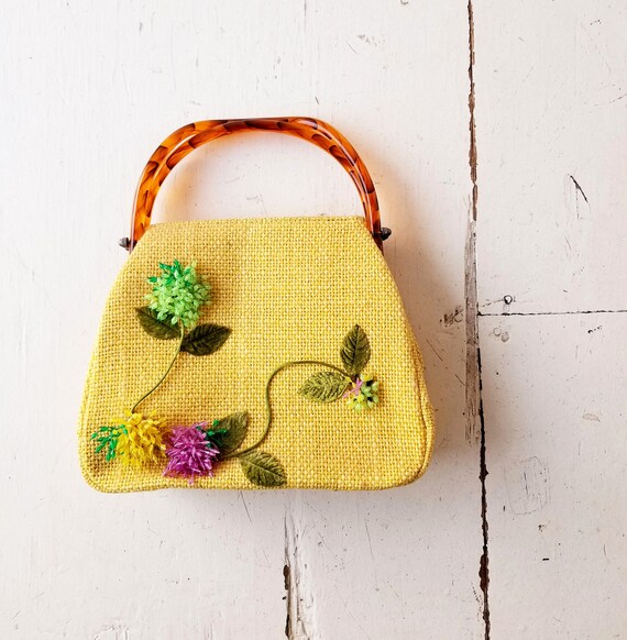 Vintage 1960s Handbag | Floral Bag | JR Florida Pu