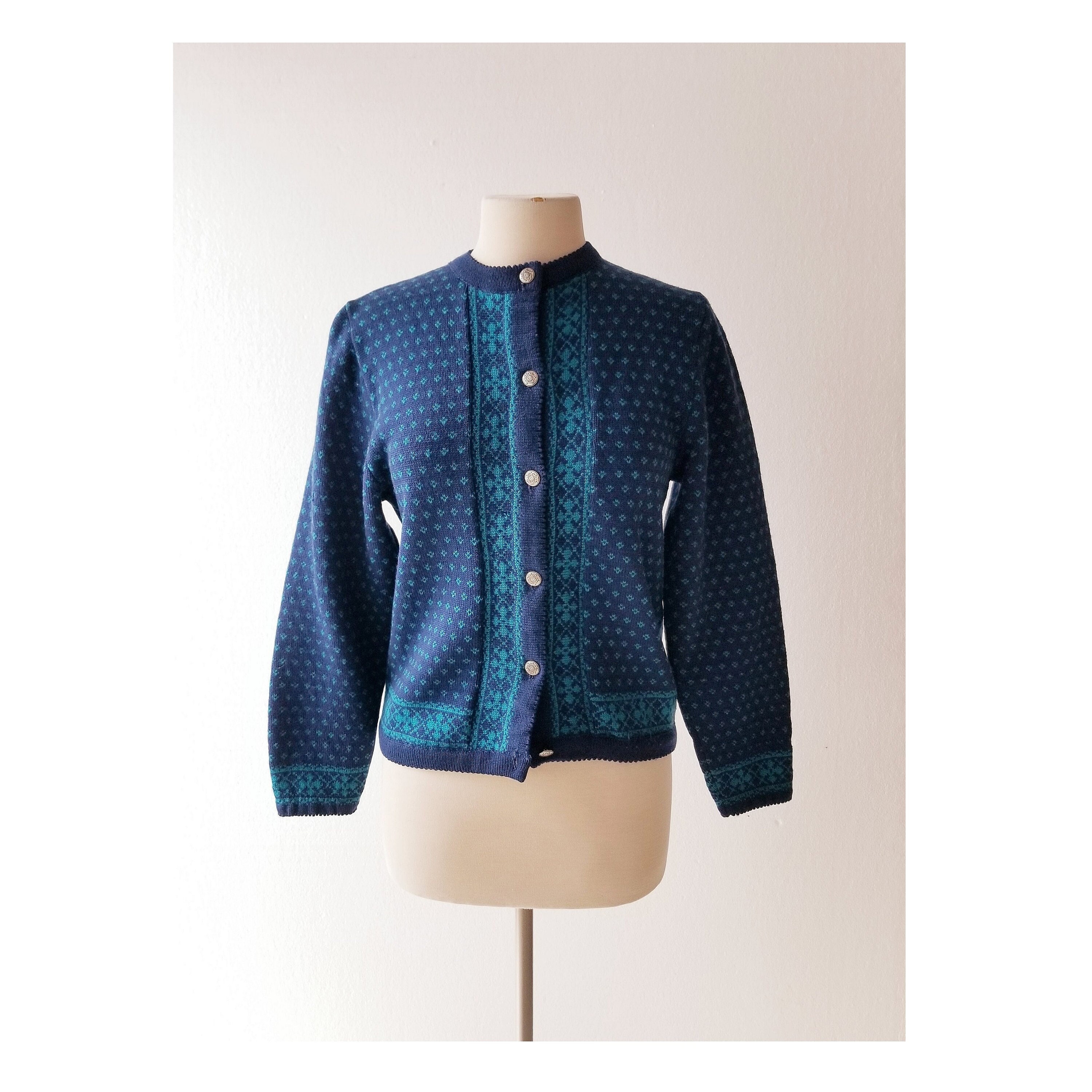 SmallEarthVintage Vintage Pendleton Cardigan | 80s Sweater | Fair Isle Cardigan | S M