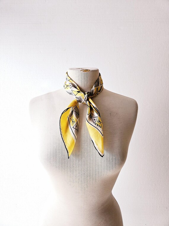 Vera Silk Scarf | Tipi Print | 1940s Silk Scarf - image 4