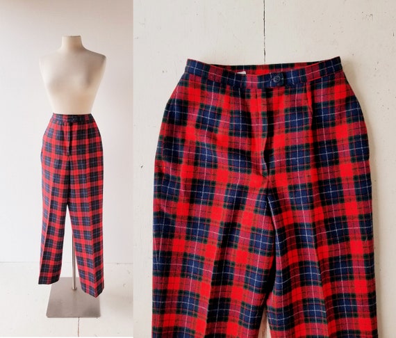 Vintage Pendleton Pants | Red Plaid Pants | 1980s