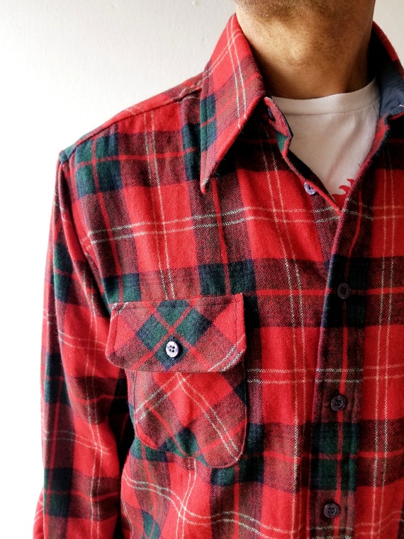 Vintage Plaid Shirt | Red Plaid Shirt | 70s Shirt… - image 2