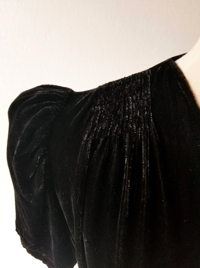 1940s Velvet Dress Black Velvet Dress 40s Dress Large L | Etsy