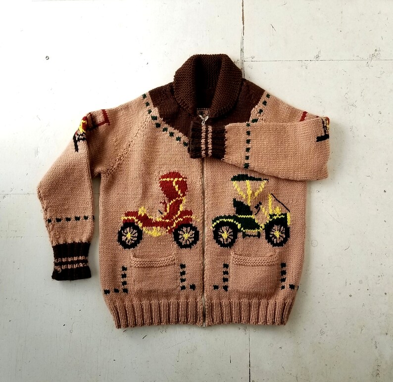 Vintage Cowichan Sweater 1950s Cardigan Novelty Sweater Etsy