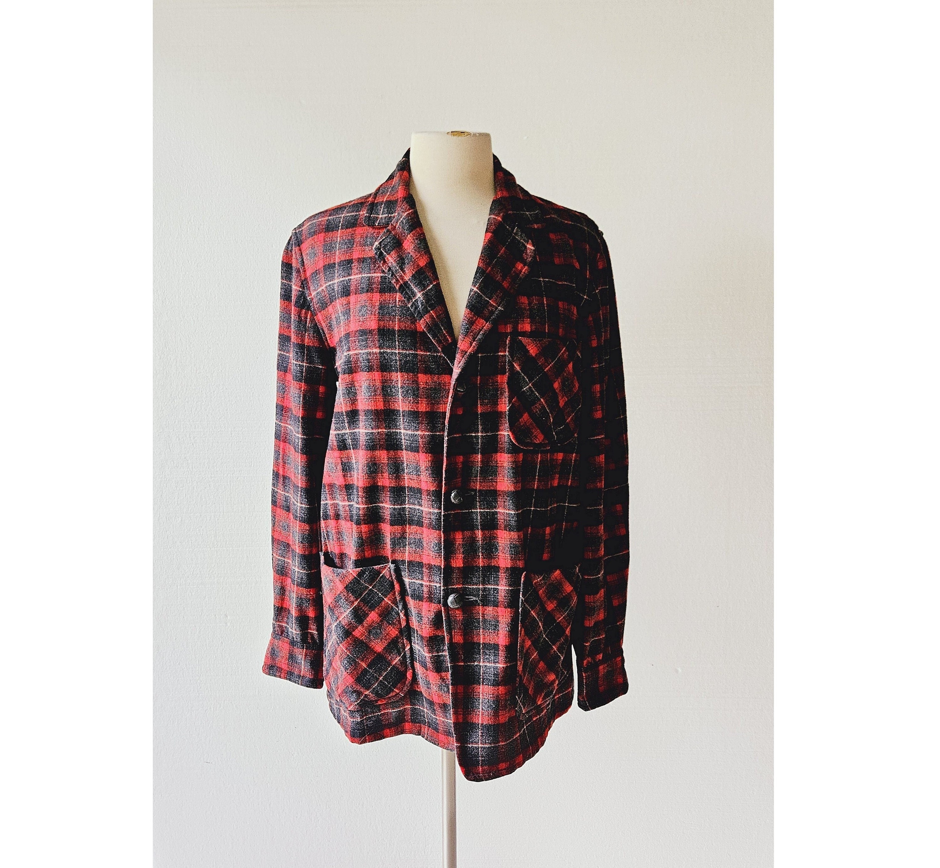 1960s Pendleton Jacket | Red Plaid Jacket | Pendleton Topster