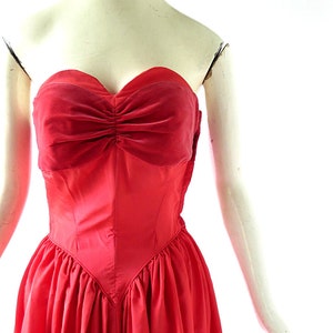 Vintage 1940s Gown Red Taffeta Dress Dress with Bolero and Hat XXS image 3