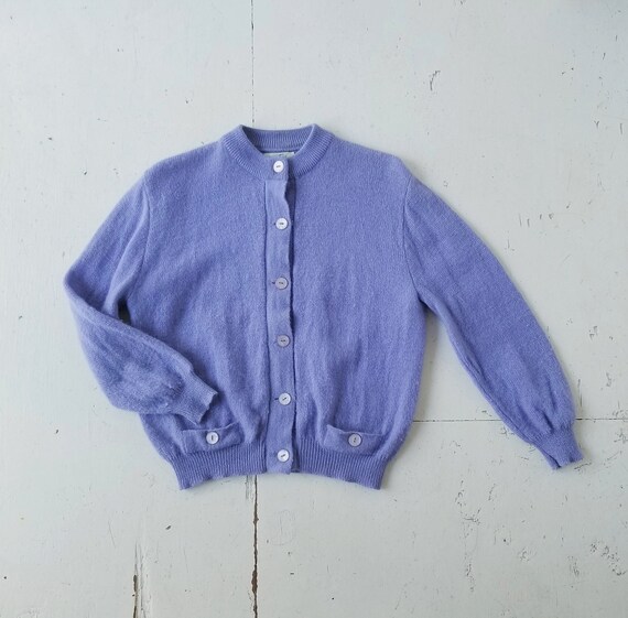 Vintage 1940s Cardigan | Periwinkle Sweater | 40s