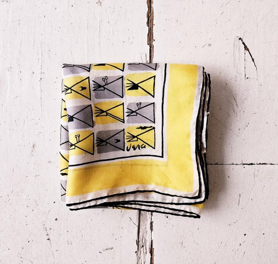 Vera Silk Scarf | Tipi Print | 1940s Silk Scarf - image 1