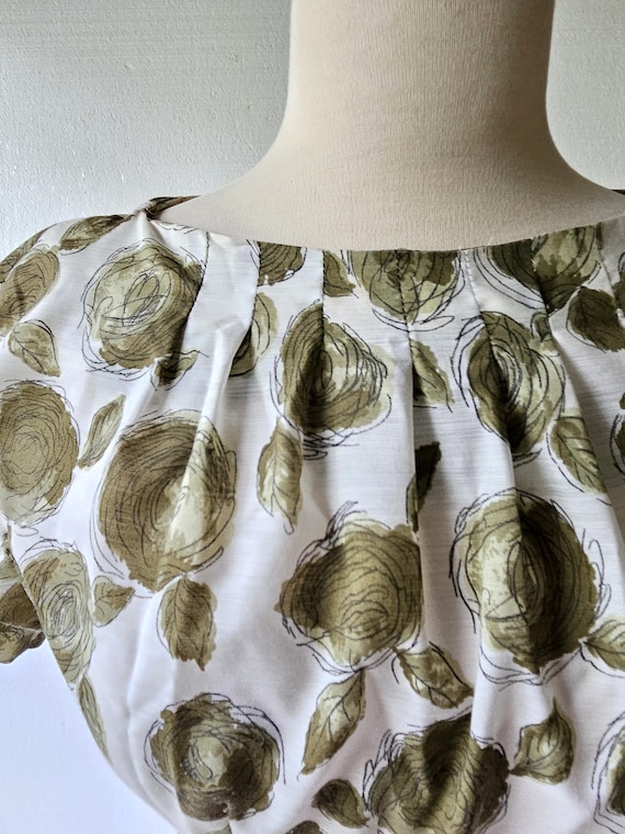 50s Floral Dress | Olive Rose Dress | 1950s Dress… - image 2