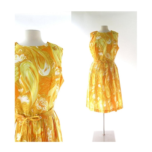 Vintage 1960s Dress | Der Goldene Wind | Yellow Dress | 60s Dress | Large L