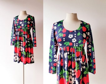 60s Mini Dress | Cherry Blossom Girl | 1960s Dress | Small S