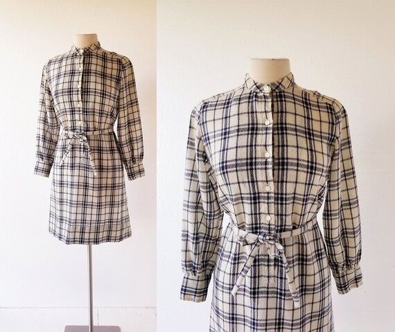70s Shirt Dress | Donald Davies | Irish Wool Plaid