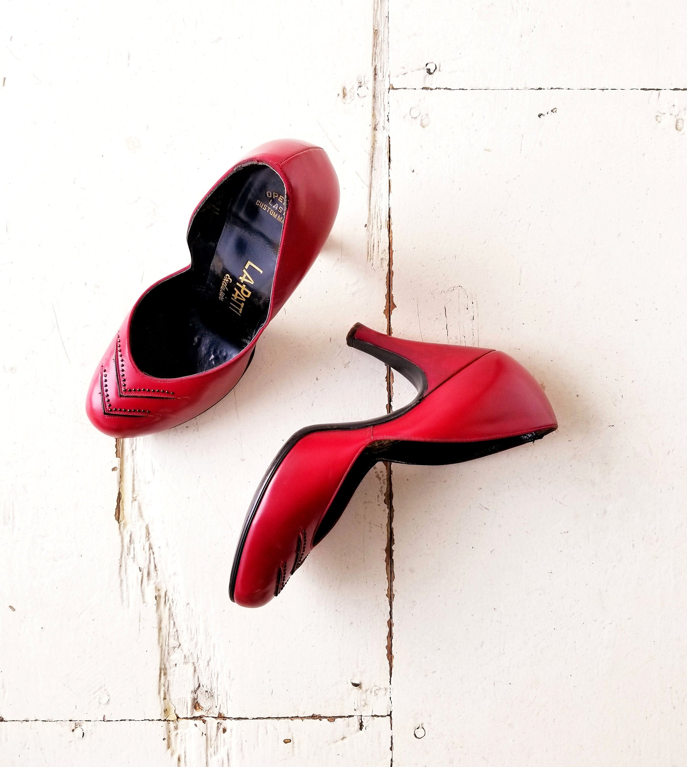 red leather pumps shoes