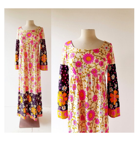 70s Floral Maxi Dress | Juliet's Garden | 1970s Dr